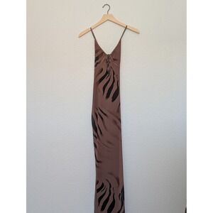 ASOS Design Brown Tiger Print Mesh Maxi Dress NEW 8